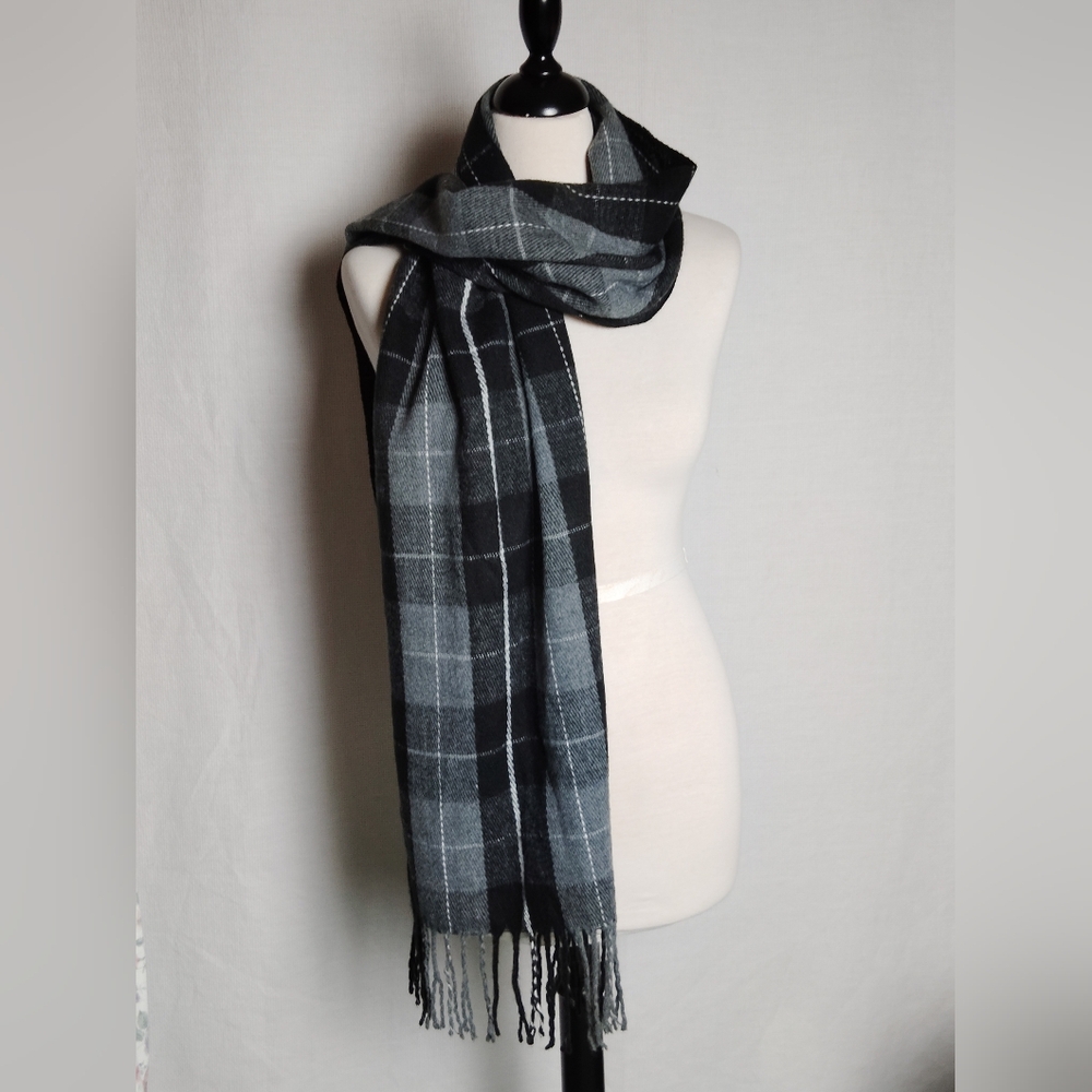 Alpine Swiss Mens/Unisex Scarf Ultra-Soft Winter Shawl Lightweight Gray Plaid